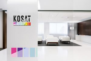 Projekt logo KOSAT - Studio Graficzne Białystok